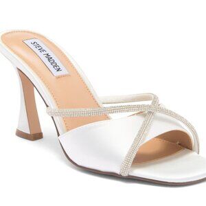 NEW Steve Madden White Satin Strappy Heels